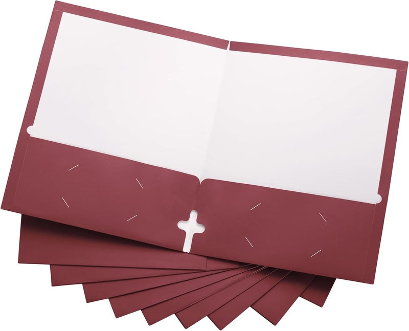 ACTIVITYYA 10 Pack Two Pocket Folders, Burgundy, Strong Thick Paper Folders, for Letter Size, by - Image 1